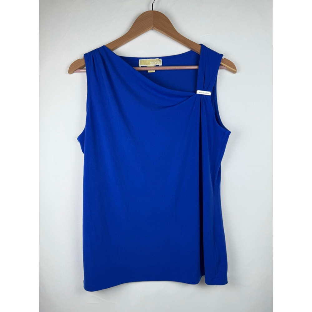 Women's Michael Kors Blue Sleeveless Top with Silver Detail Size L
